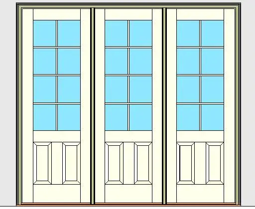 Kolbe Ultra Series Outswing Entrance Door 3-Wide 2-Panel Oak Sill Units