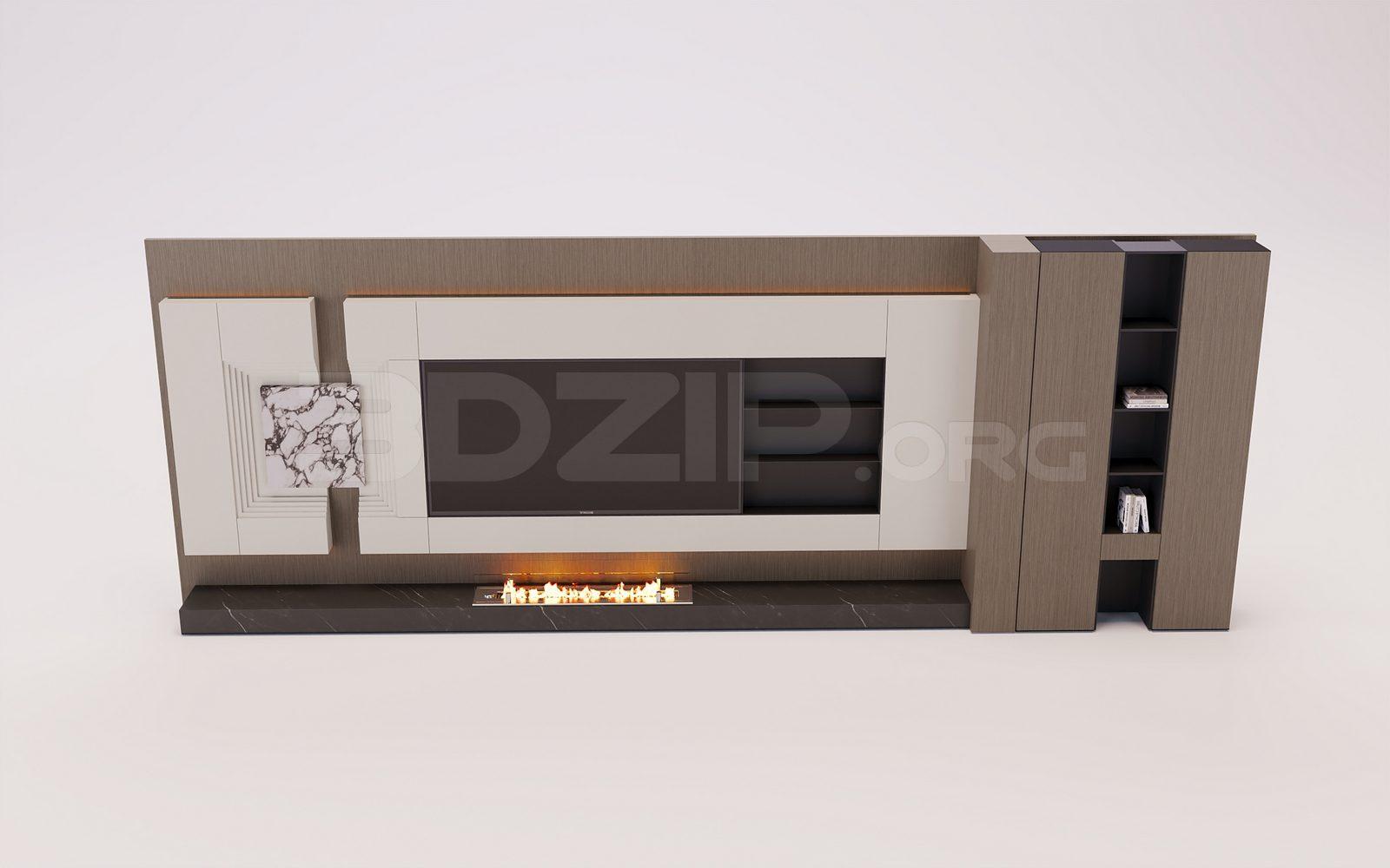 TV Wall 3D Model in — preview 1 (3dzip)