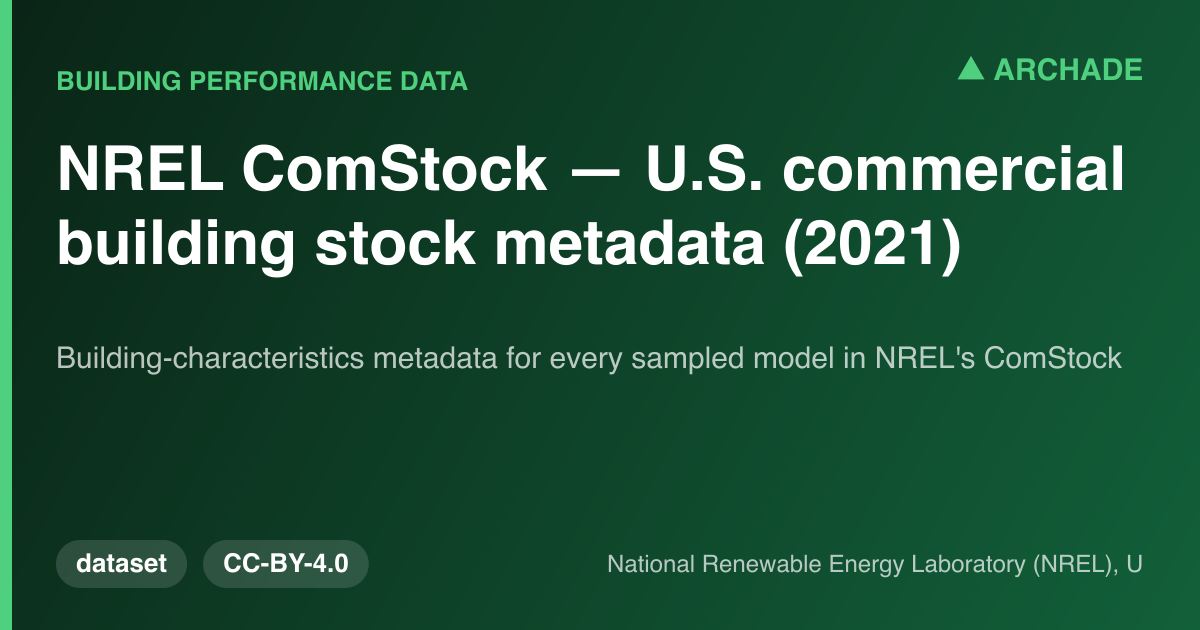 NREL ComStock — U.S. commercial building stock metadata (2021)