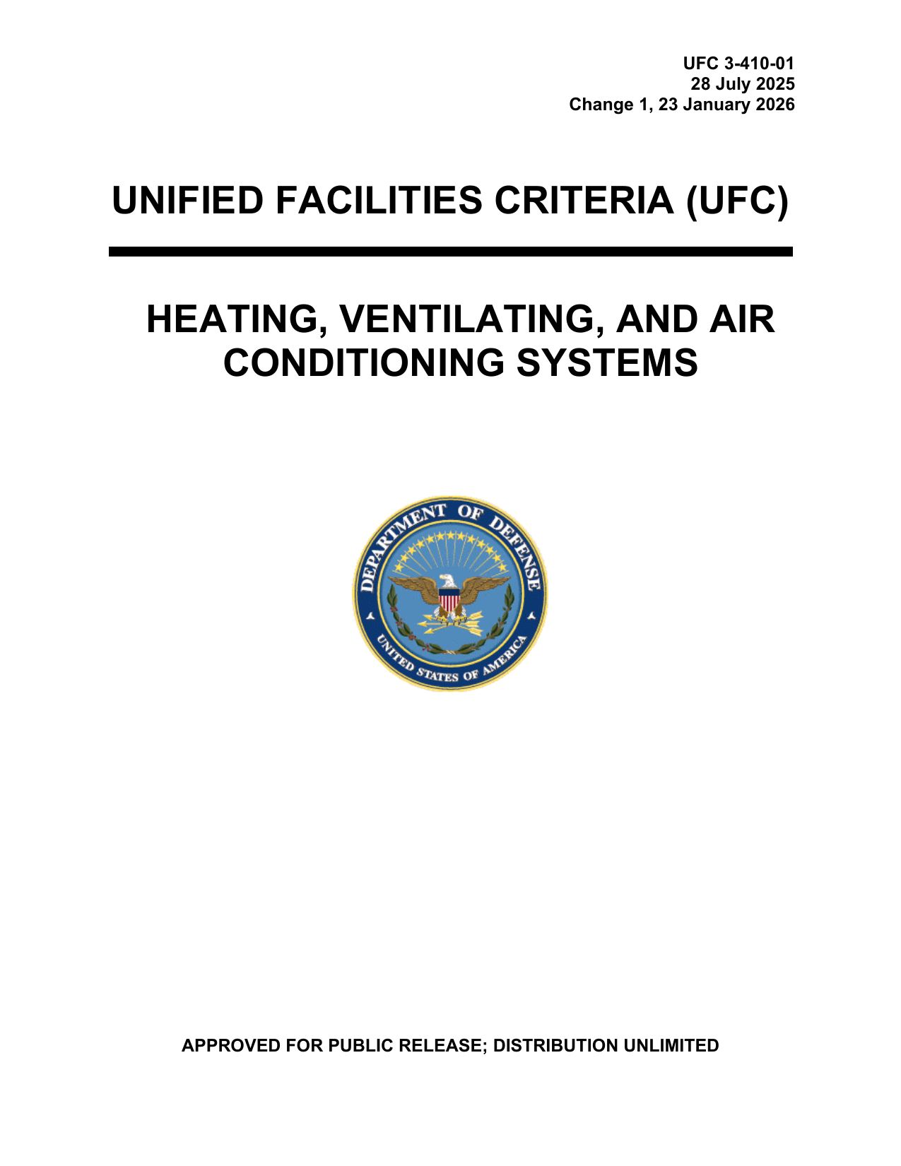 UFC 3-410-01 Heating, Ventilating and Air Conditioning Systems