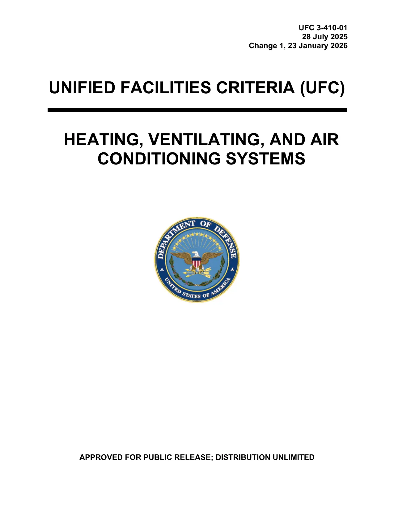 UFC 3-410-01 Heating, Ventilating and Air Conditioning Systems