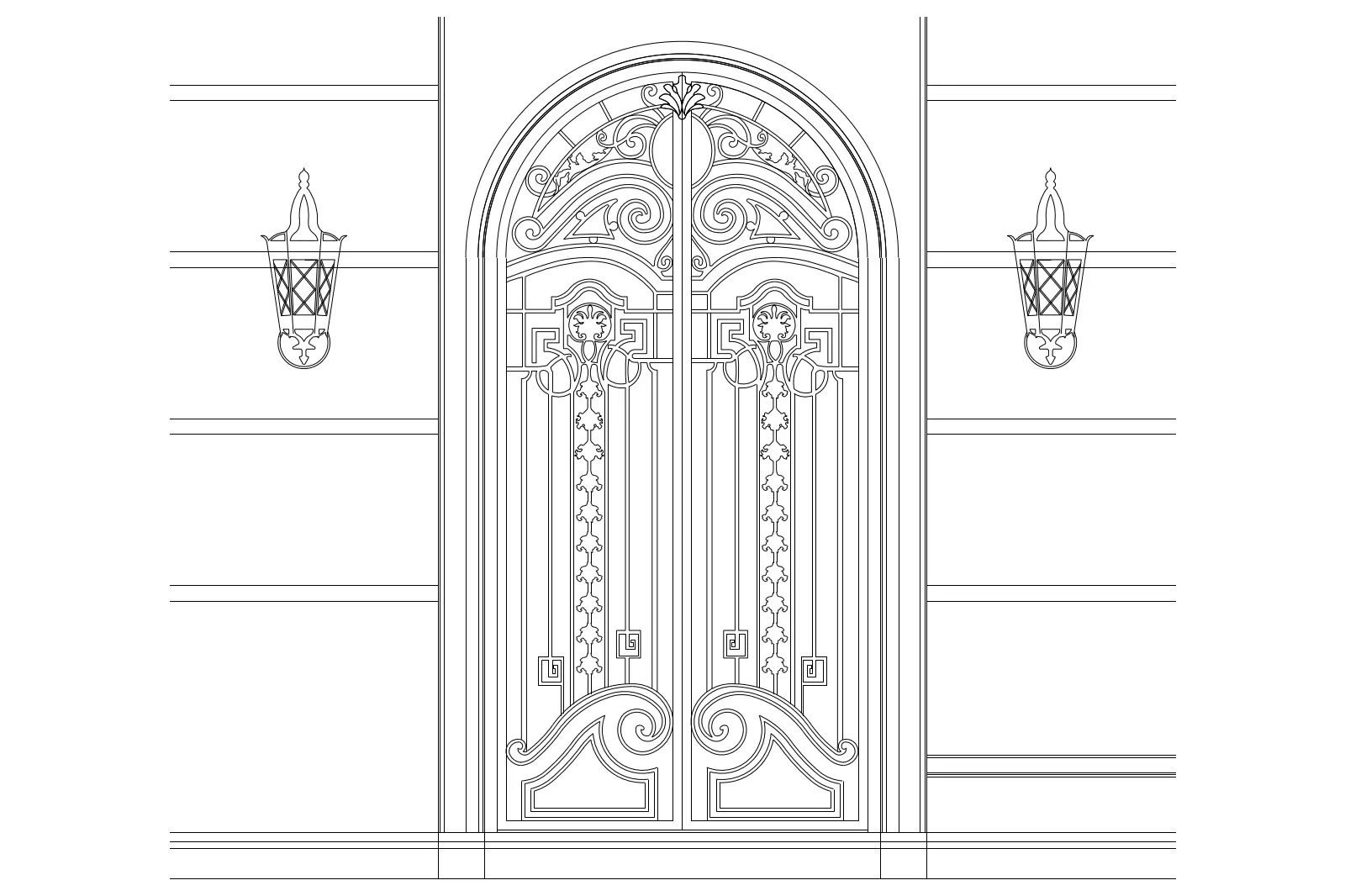 Wrought iron doors — CAD drawing preview