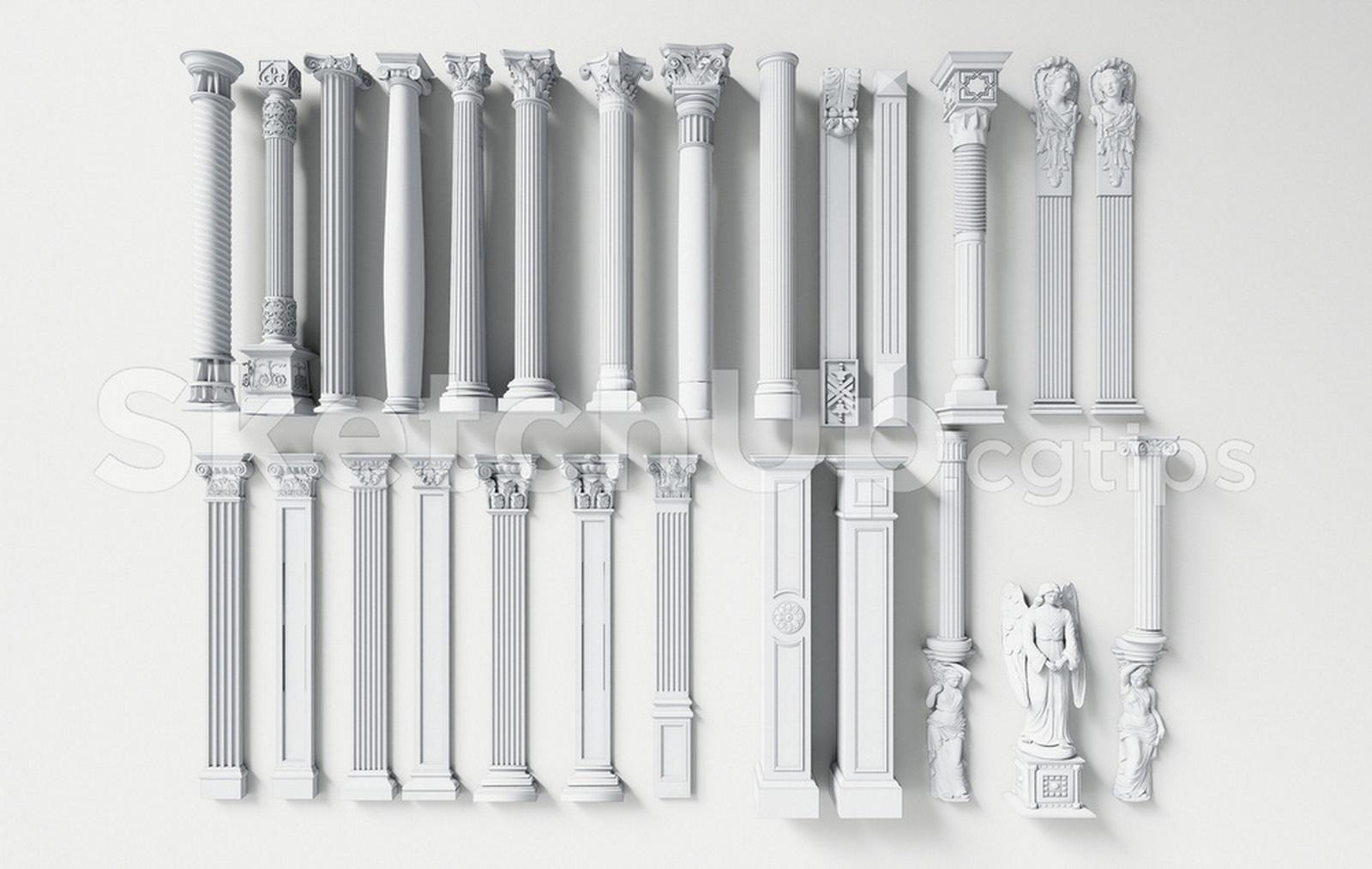 Classic Architectural Columns SketchUp Model – Decorative Roman & Greek Pillars