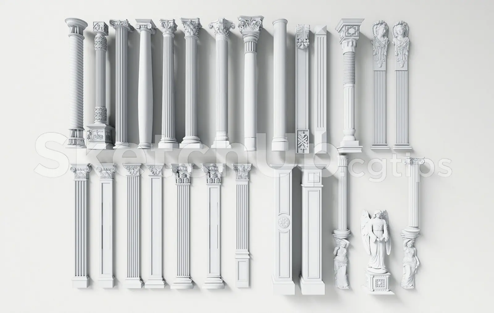 Classic Architectural Columns SketchUp Model – Decorative Roman & Greek Pillars