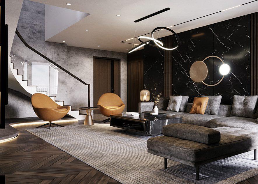 Interior Living Room- Kitchen