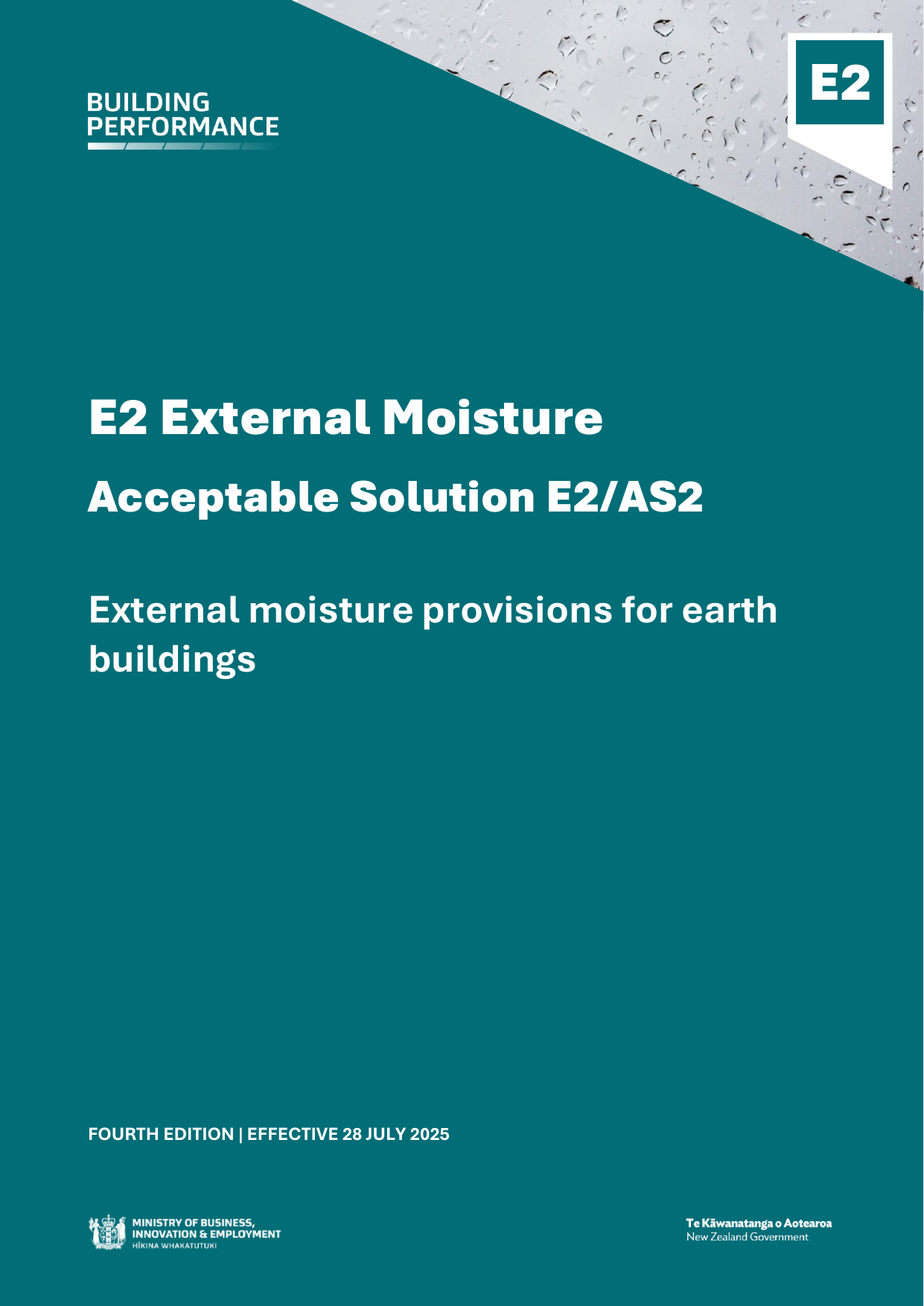 New Zealand Building Code E2/AS2 — External Moisture, Earth Buildings (Acceptable Solution)