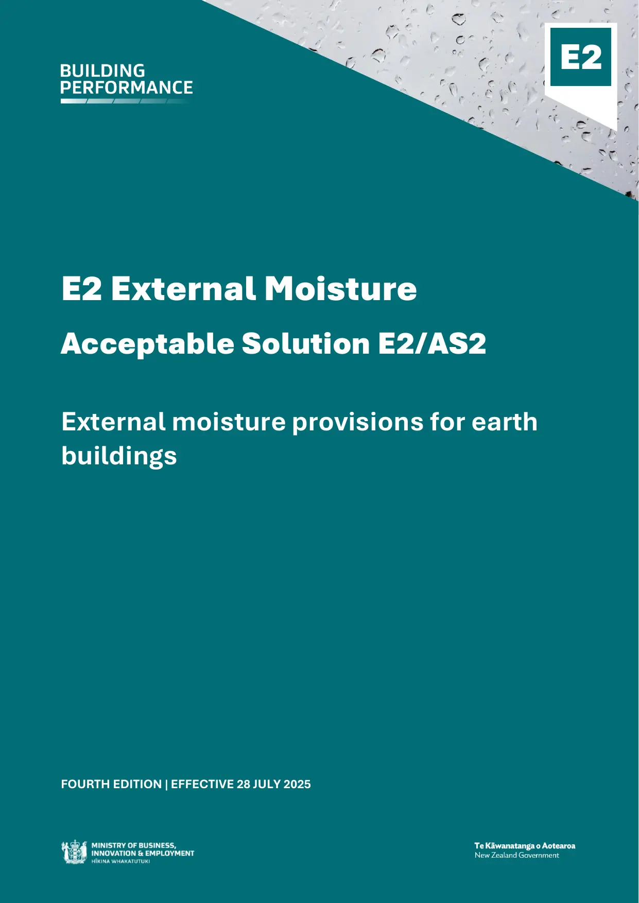 New Zealand Building Code E2/AS2 — External Moisture, Earth Buildings (Acceptable Solution)