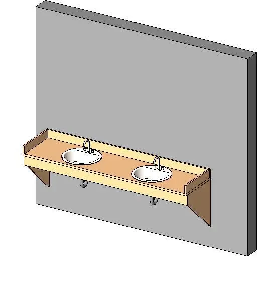 Toilet room countertop w 2 round sinks