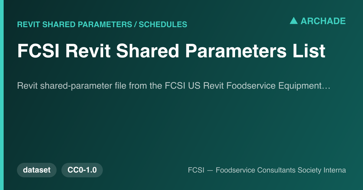 FCSI Revit Shared Parameters List