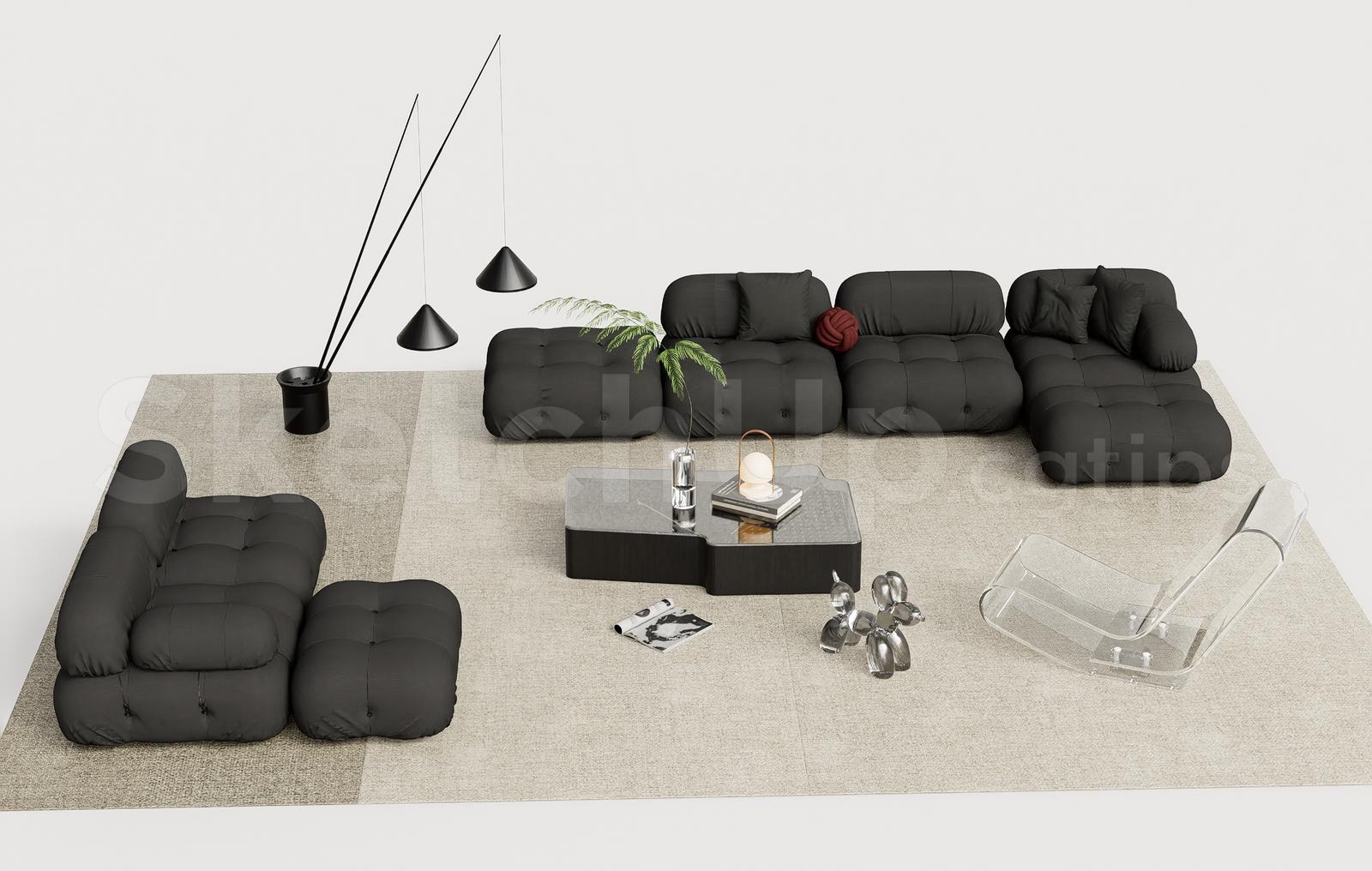 Modern Black Modular Sofa Living Room Set