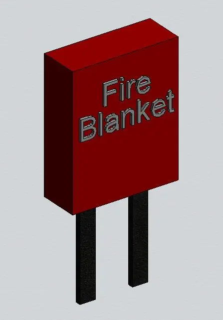 Fire Blanket Housing — isometric view of a red wall-mounted fire blanket housing unit