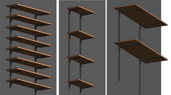 Parametric wall mounted shelves