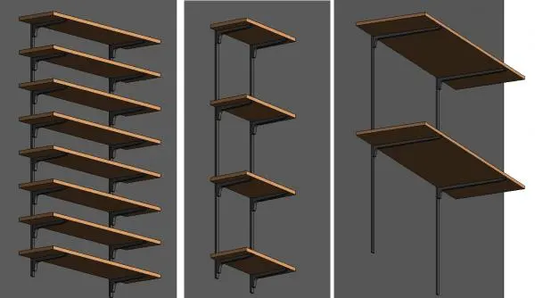 Parametric wall mounted shelves