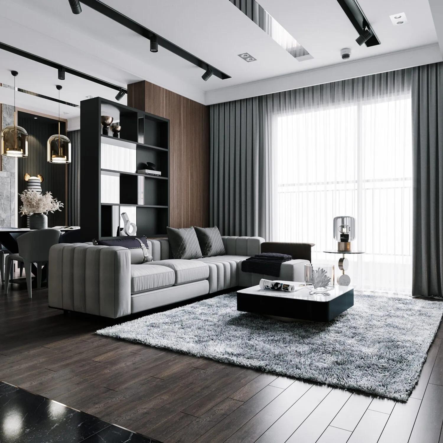 Interior Living Room- Kitchen