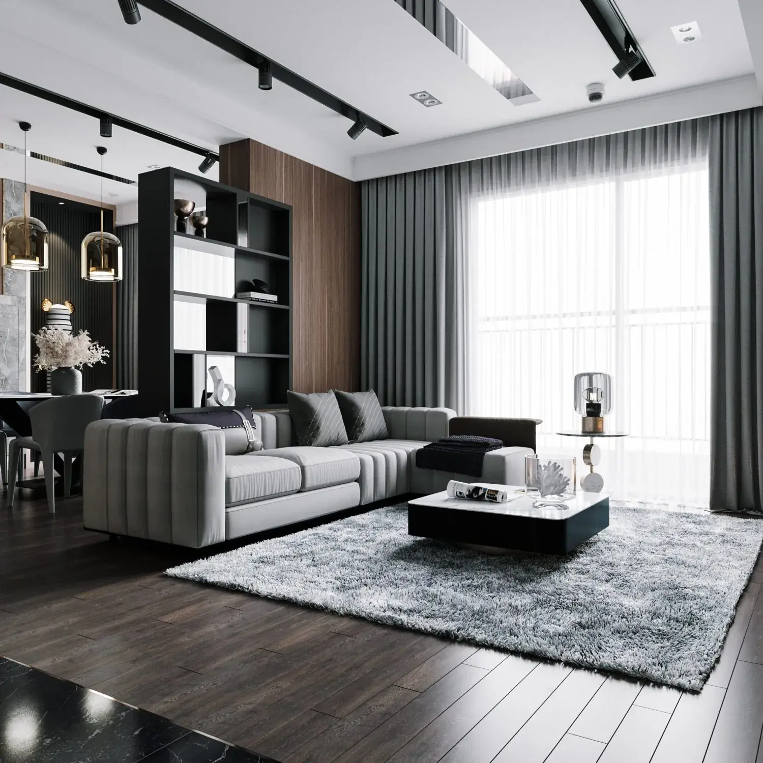 Interior Living Room- Kitchen