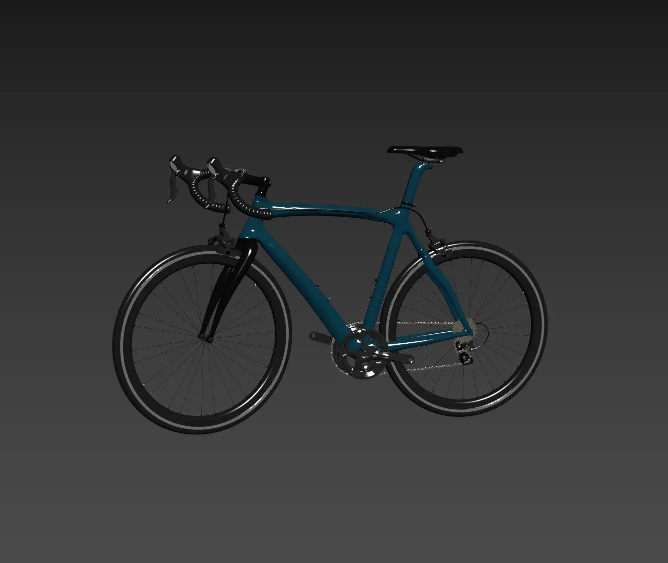 Teal Carbon Fibre Road Racing Bicycle — side profile of a teal carbon fibre road racing bicycle