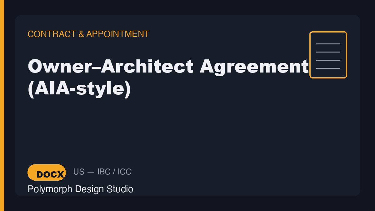 Owner–Architect Agreement (AIA-style)