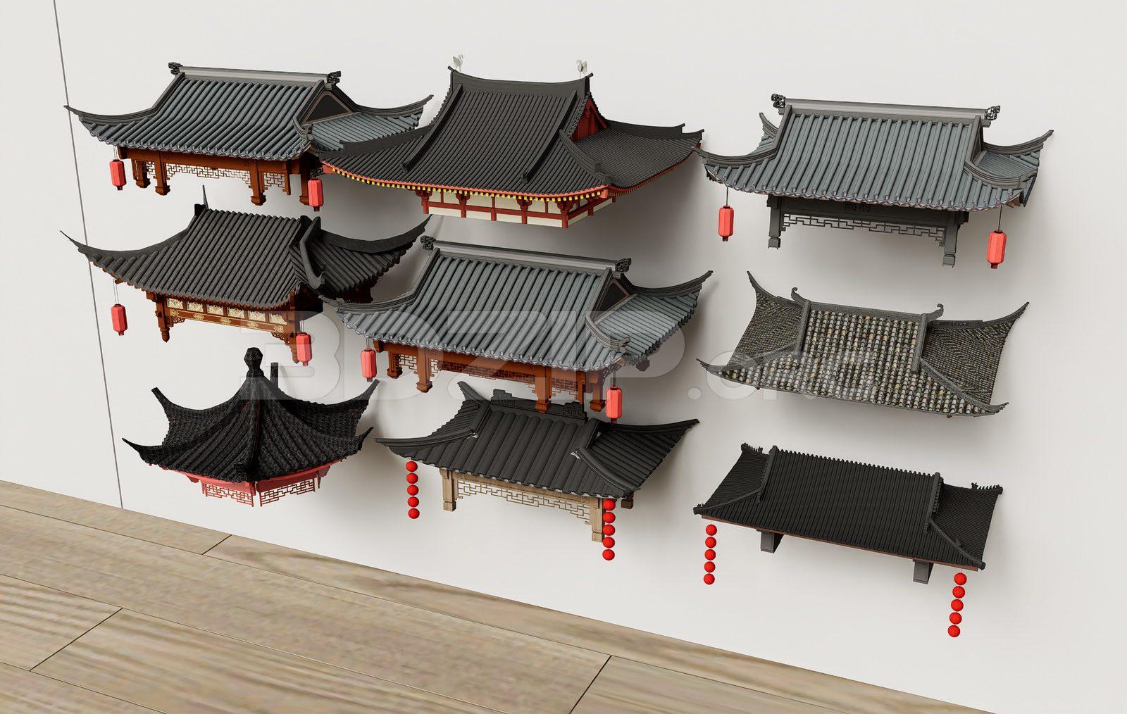 Traditional Asian Roof Collection — preview 1 (3dzip)