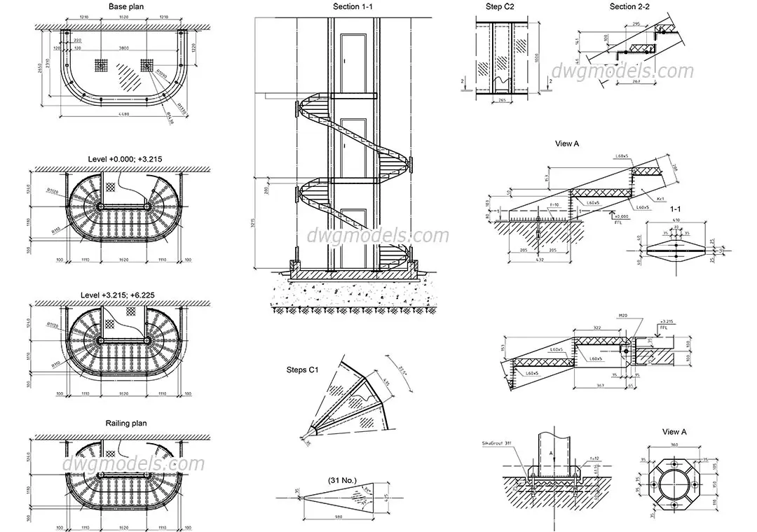 Spiral Stair — preview 1 (dwgmodels.com, CC0)