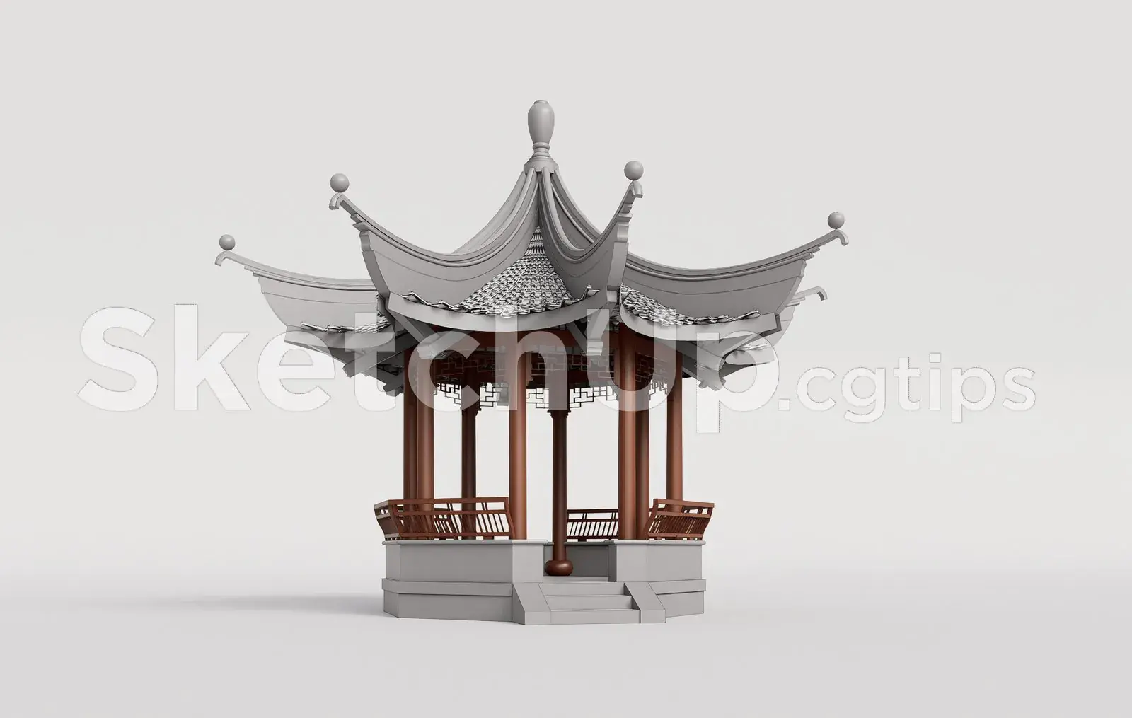 Traditional Wooden Pavilion with Tiled Roof