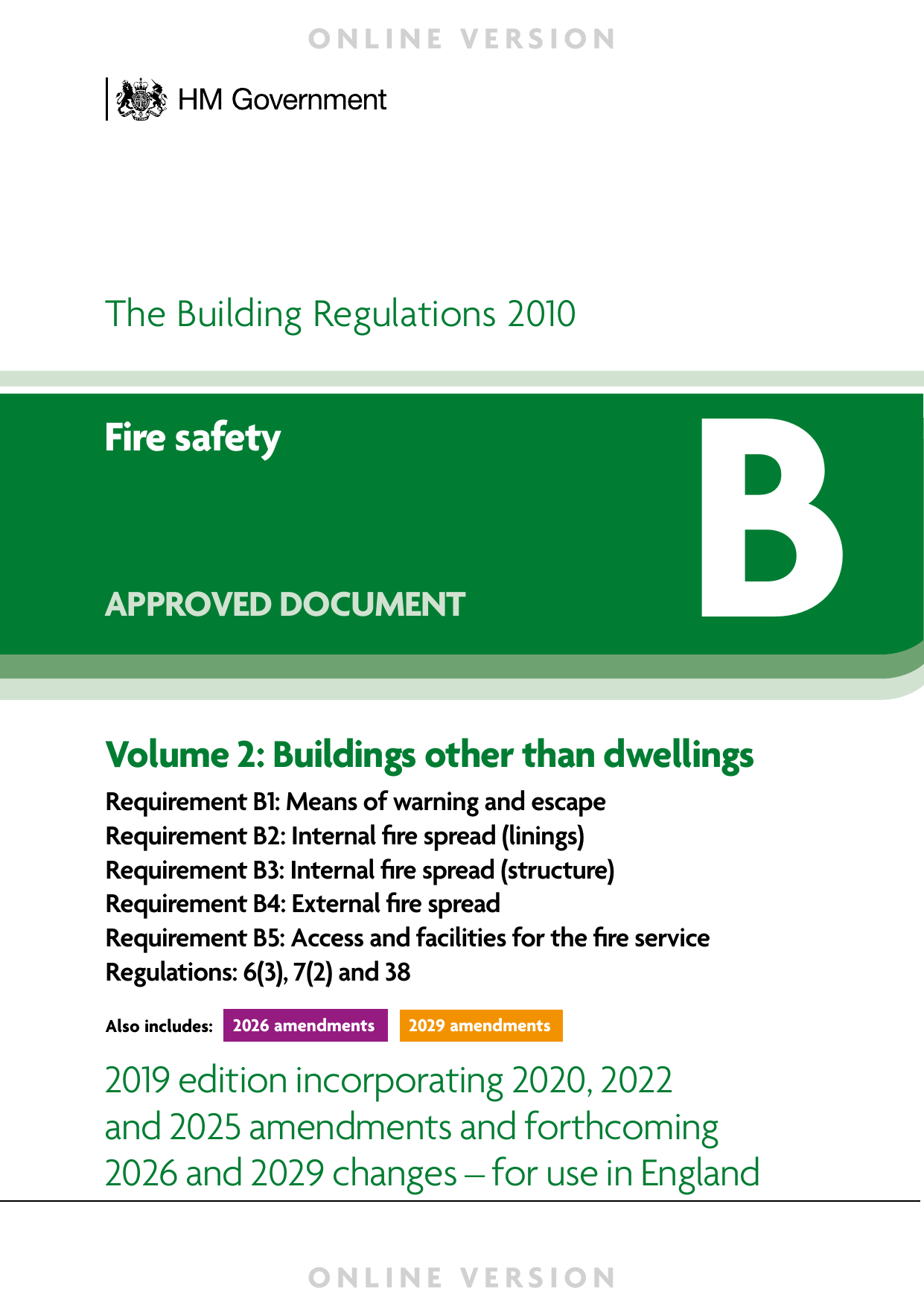 Approved Document B: Fire safety — Volume 2