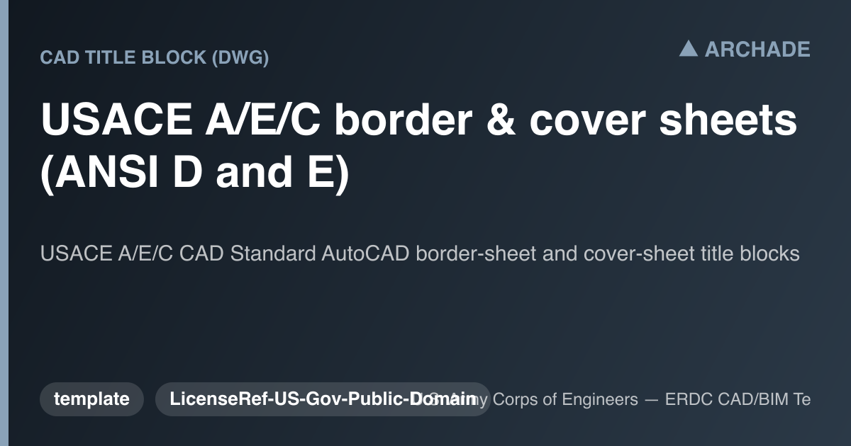 USACE A/E/C border & cover sheets (ANSI D and E)
