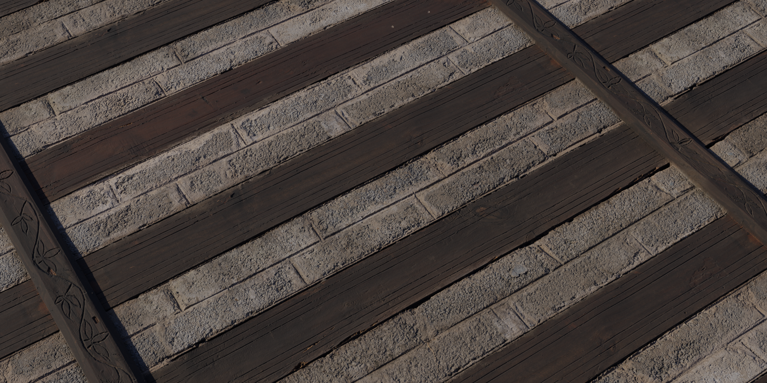 Wood Inlaid Concrete Wall