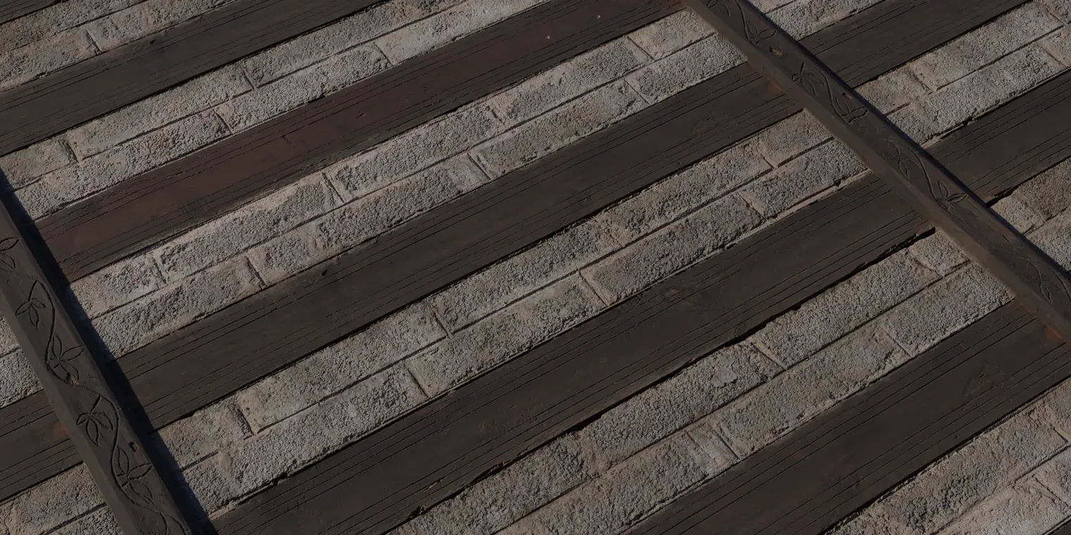Wood Inlaid Concrete Wall