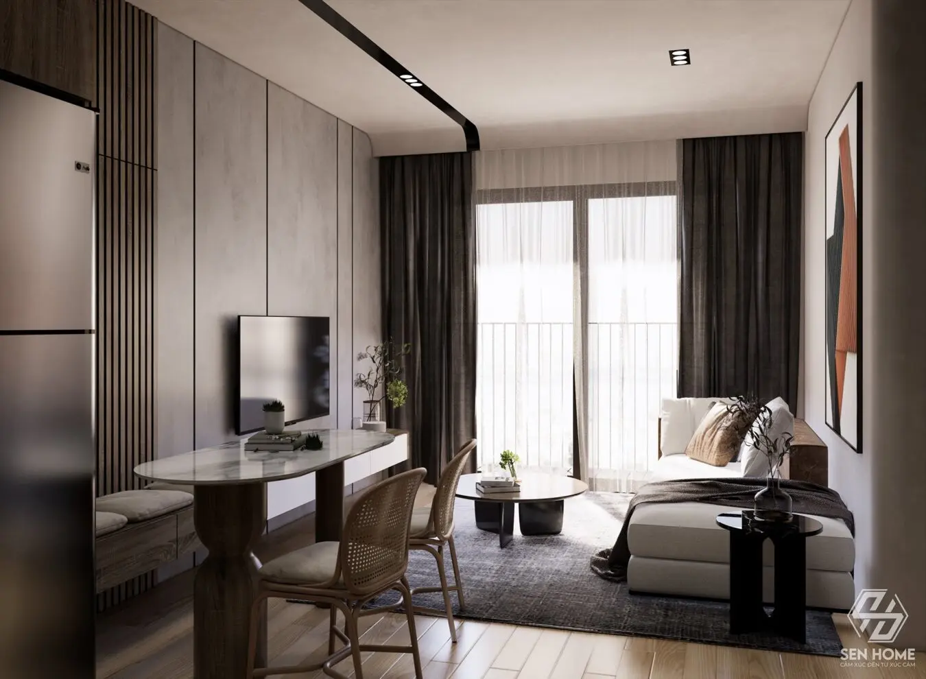Interior Living Room- Kitchen