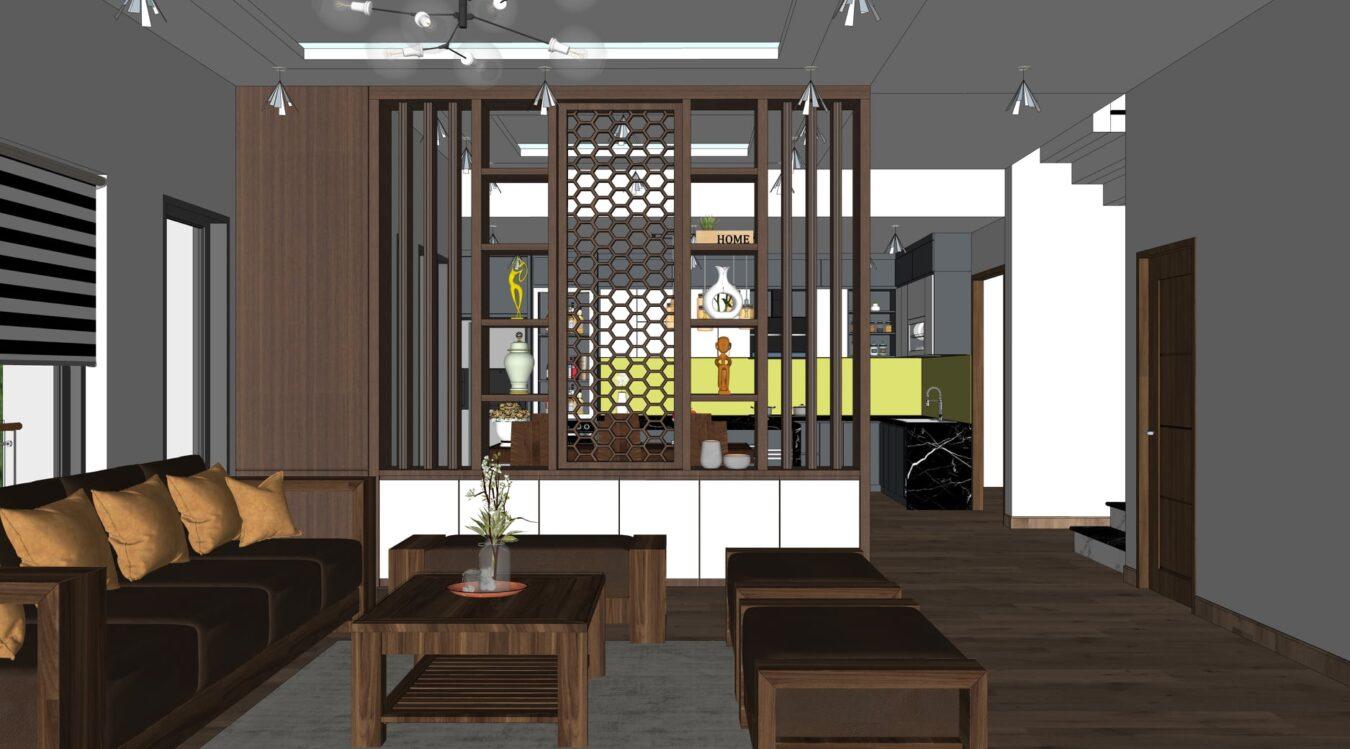 Living Room- Kitchen Model Interior