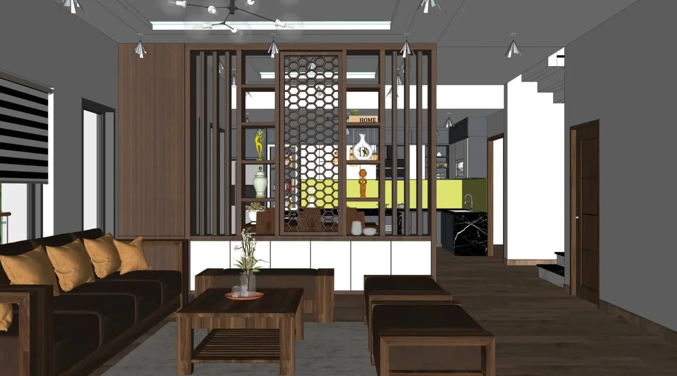 Living Room- Kitchen Model Interior