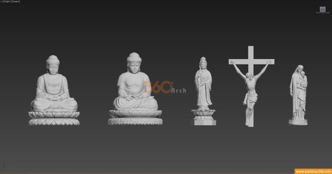 Thư viện 3d tượng Phật, bồ tát, đức mẹ, chúa jesus