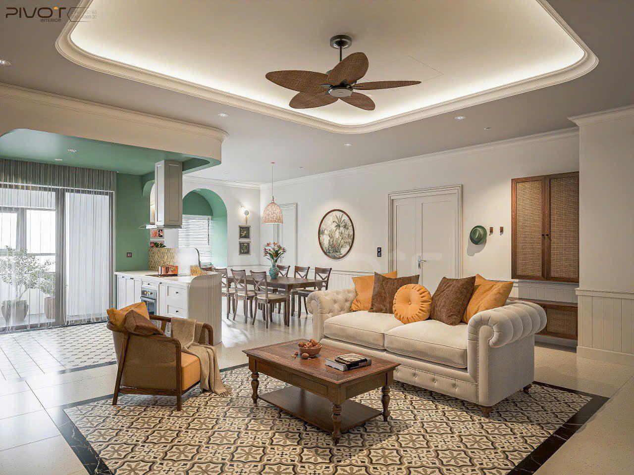 Indochine Living Room – Kitchen Interior