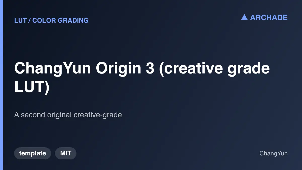 ChangYun Origin 3 (creative grade LUT)
