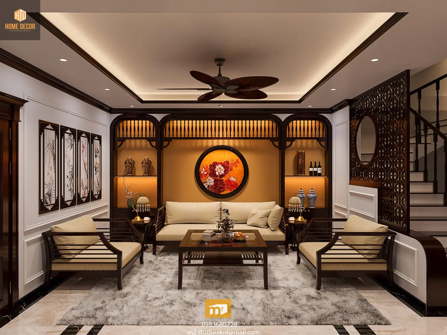 Interior Indochine Living Room -Kitchen