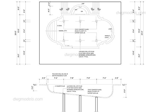 Swimming pool Plan, Elevation