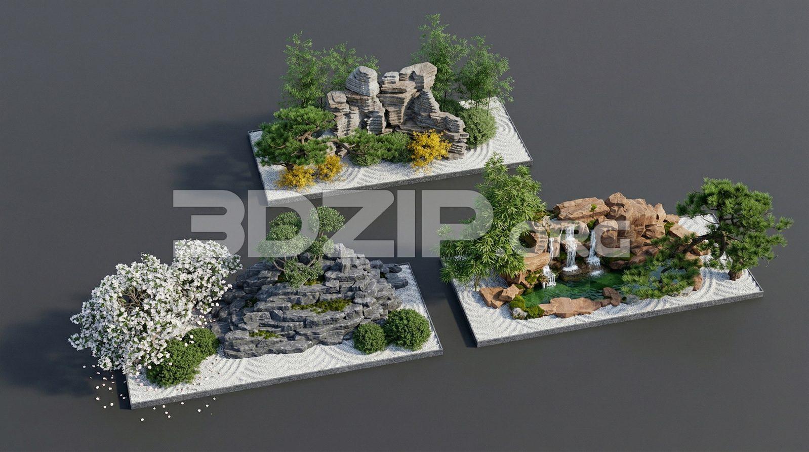 Japanese Garden Collection with Rock, Sand & Natural Elements