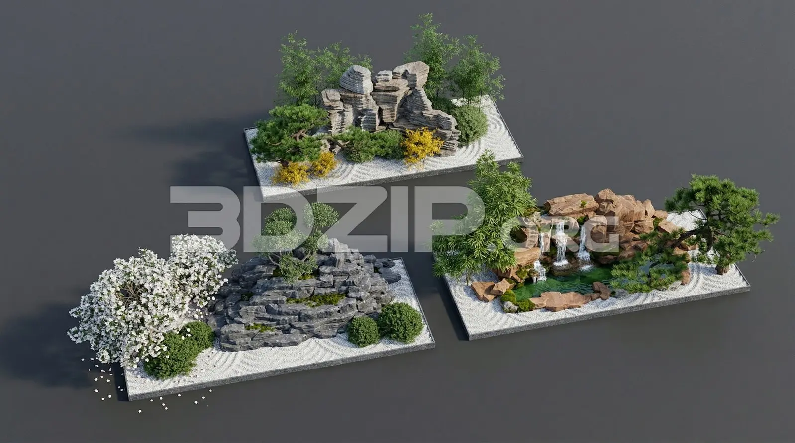 Japanese Garden Collection with Rock, Sand & Natural Elements