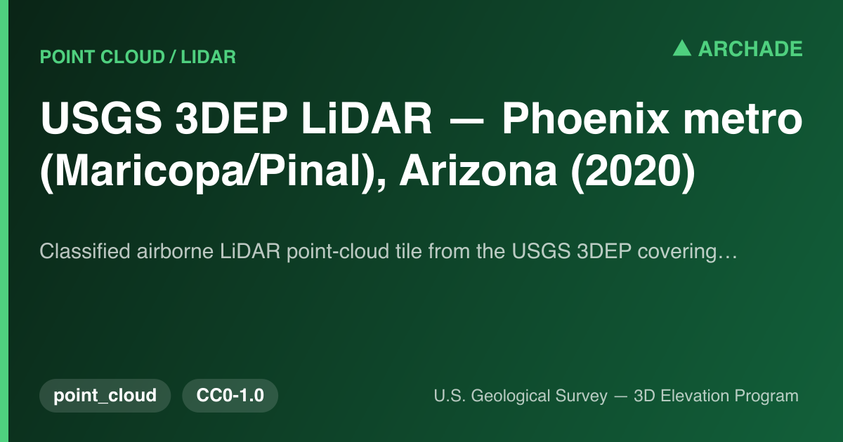 USGS 3DEP LiDAR — Phoenix metro (Maricopa/Pinal), Arizona (2020)