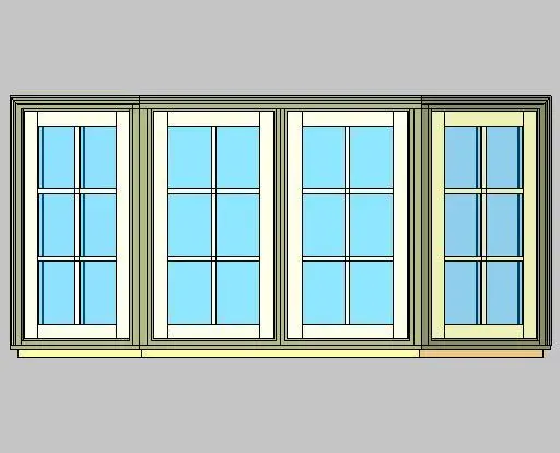 Kolbe Ultra Series Casement 4-Wide N Series 30 Degree Bay Units — preview 1, by Kolbe (RevitCity, CC0)