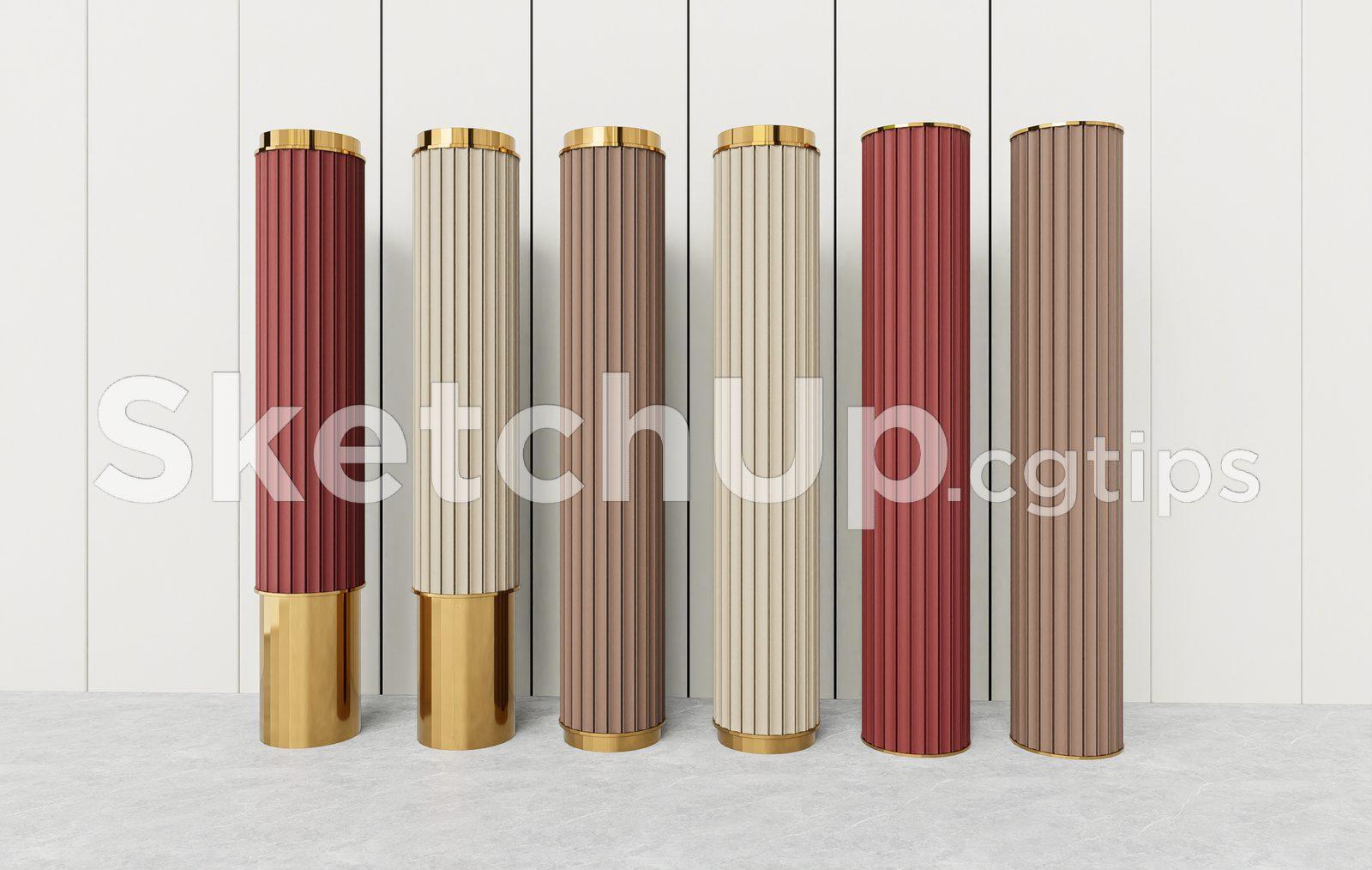 Luxury Cylindrical Pedestal Columns with Metallic Finish