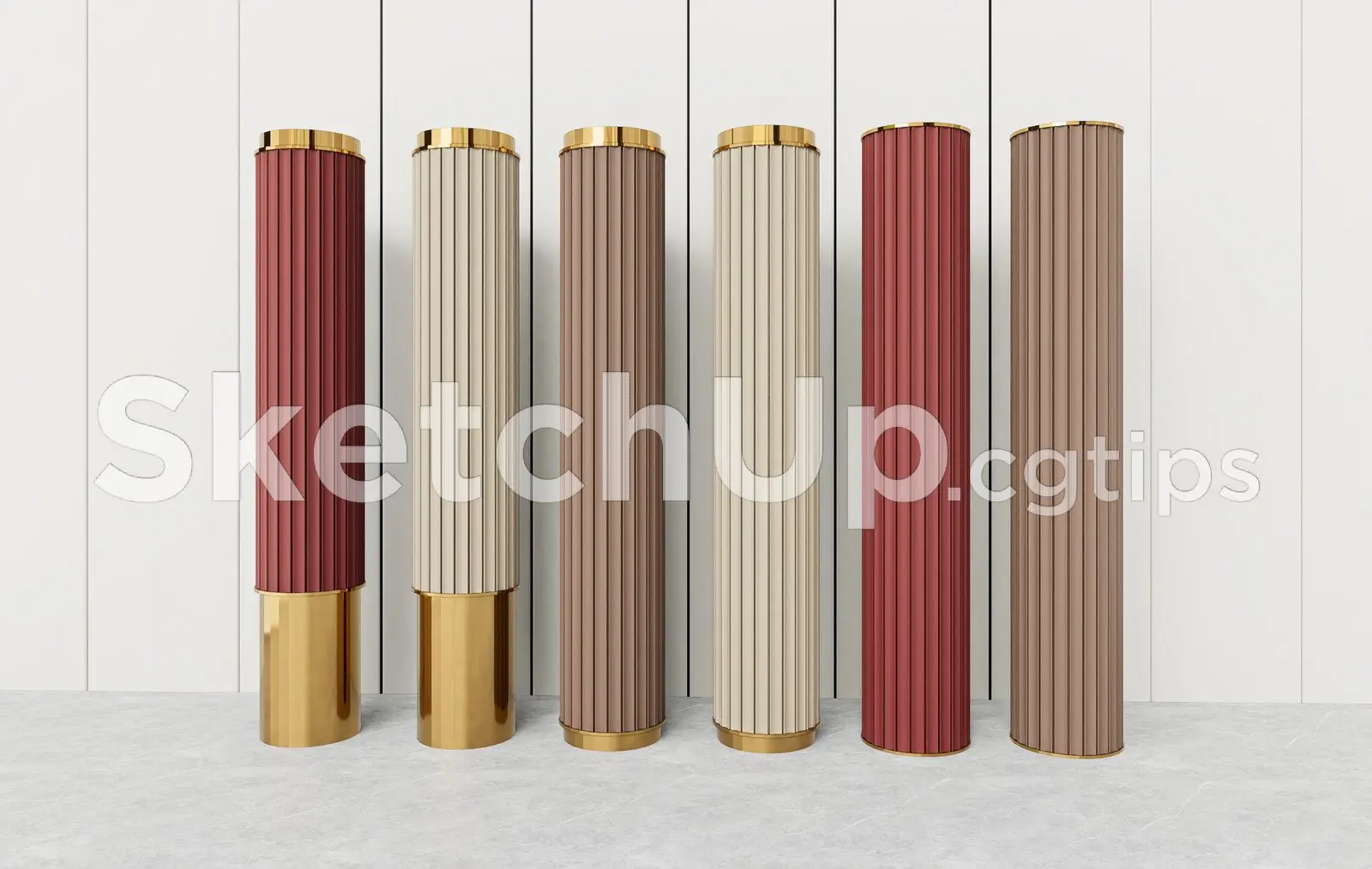 Luxury Cylindrical Pedestal Columns with Metallic Finish — preview 1 (cgtips)