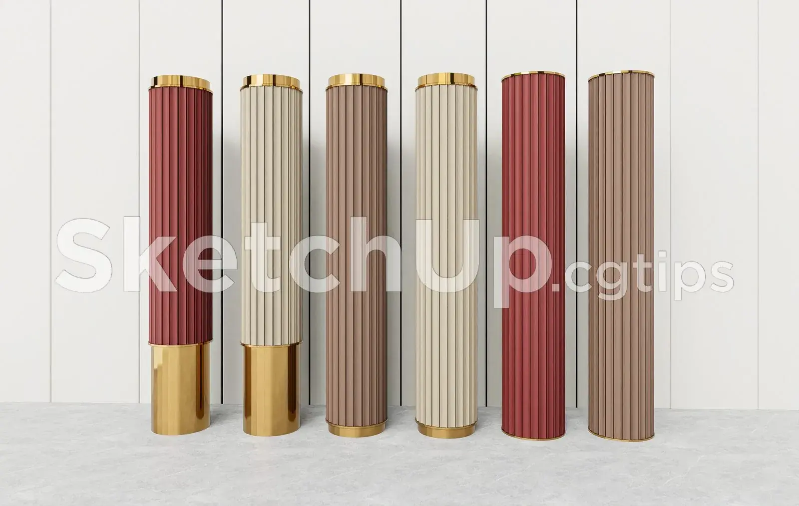 Luxury Cylindrical Pedestal Columns with Metallic Finish