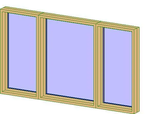 Triple Window Unit - Fixed w Casement Flankers — preview 1, by 3ddraft (RevitCity, CC0)