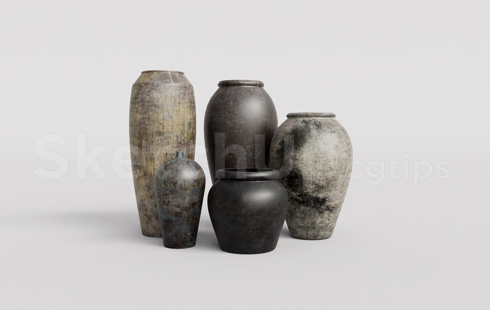 Ancient Style Dark Clay Pottery and Vases