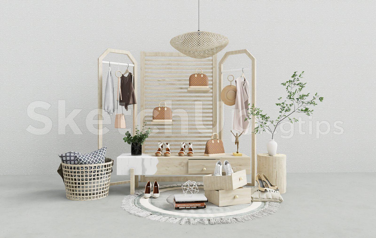 Boutique Display Furniture SketchUp Model – Fashion Store Decor