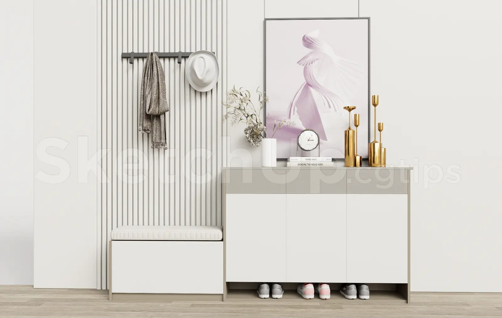 Modern Shoe Cabinet SketchUp 3D Model