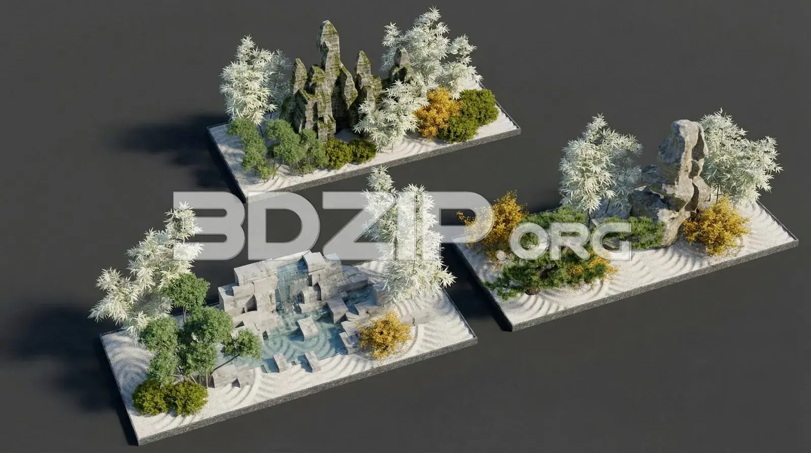 Zen Garden Collection with Minimalist Sand, Stone & Plant Elements