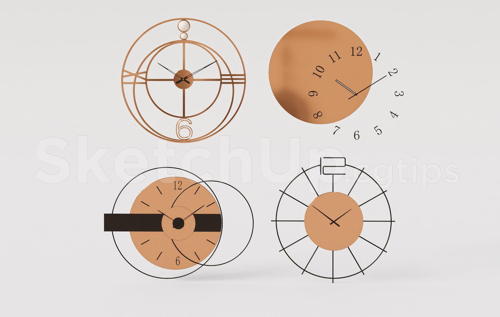 Contemporary Wall Clock SketchUp 3D Model Set