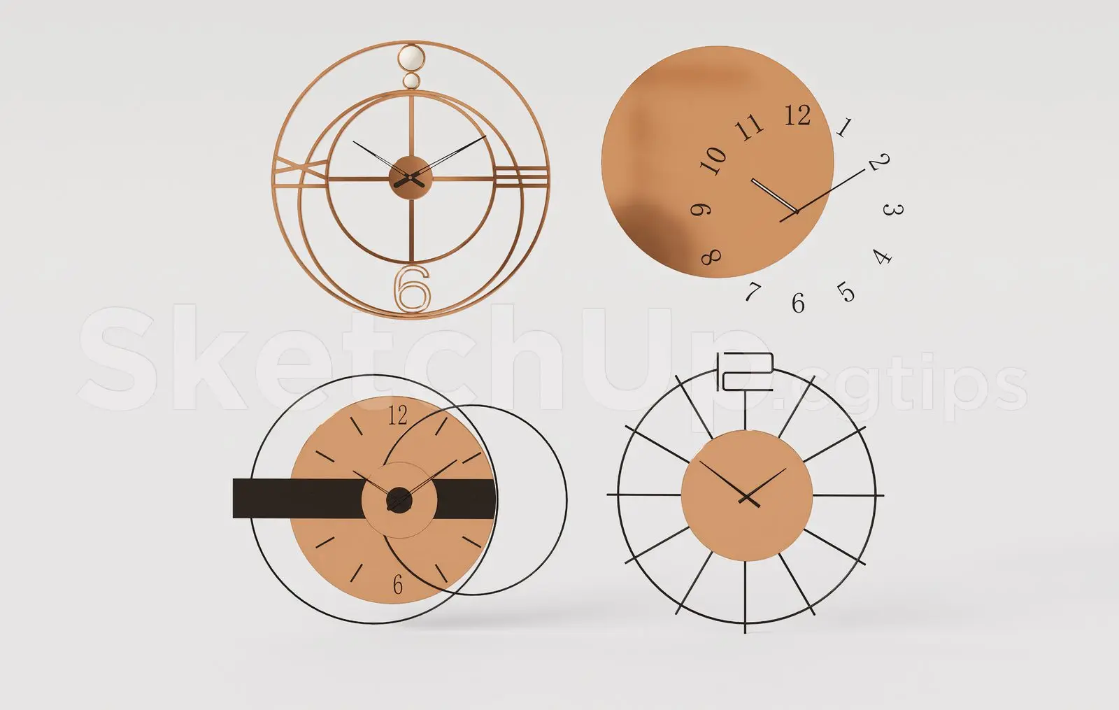 Contemporary Wall Clock SketchUp 3D Model Set